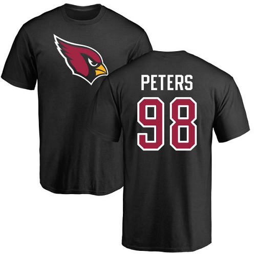 Arizona Cardinals Men Black Corey Peters Name And Number Logo NFL Football #98 T Shirt